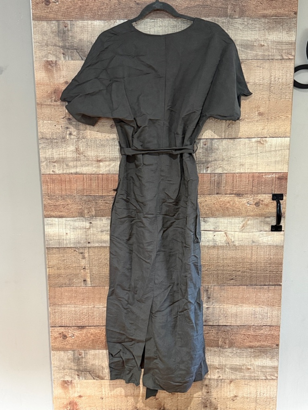Mango Army Green Maxi Tie-Waist Dress - Picture 3 of 5
